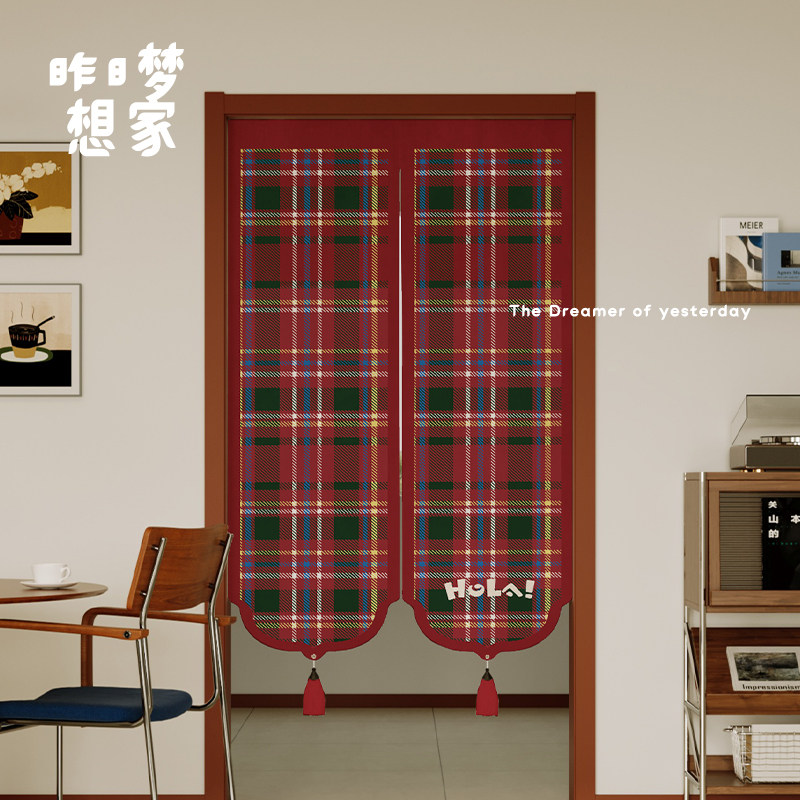 复古美式门帘遮挡帘家用卧室免打孔隔断帘厨房防油烟带穗半开门帘,淘宝优惠券,粉丝福利购,淘宝优惠卷