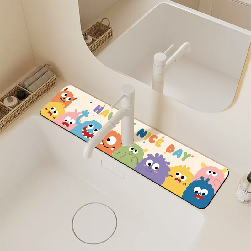 卡通水龙头垫家用厨房吸水防溅台面垫卫生间洗手台沥水垫水池垫子,淘宝优惠券,粉丝福利购,淘宝优惠卷