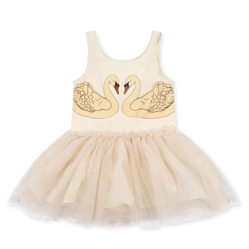 2025春上新女童kongs同款网纱烫金星星亮片樱桃天鹅长袖连衣舞裙 - 图2