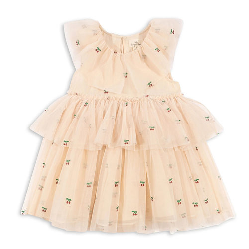 2025春上新女童kongs同款网纱烫金星星亮片樱桃天鹅长袖连衣舞裙 - 图1