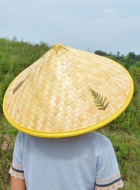 斗笠竹编防雨防晒草帽男士钓鱼遮阳竹编斗笠帽农民户外凉帽采茶帽