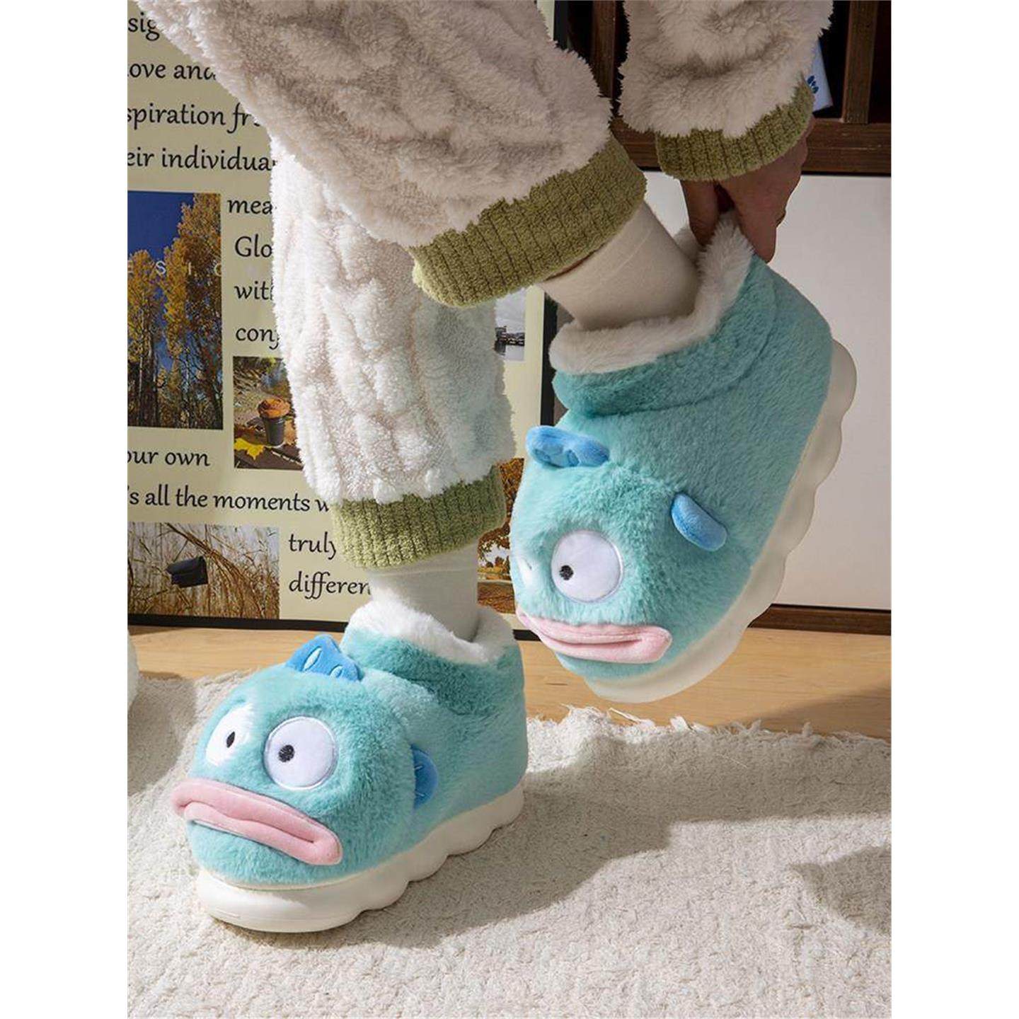 丑鱼棉拖鞋女冬季包跟室内家居防滑情侣可爱毛绒拖鞋冬天棉鞋男士,淘宝优惠券,粉丝福利购,淘宝优惠卷