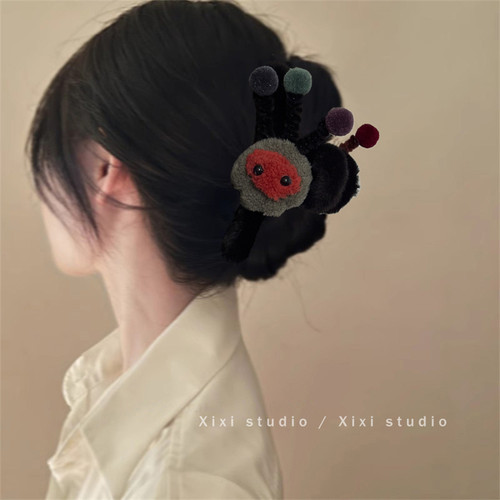 浪漫归属！15cm超大ab面毛绒抓夹！高级感鲨鱼夹发夹子头饰盘发器 - 图0