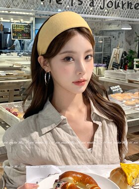 韩系黄色宽边发箍发饰秋冬