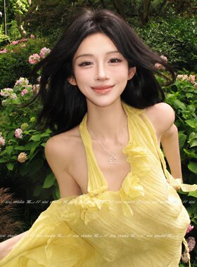 韩系精致银色花朵吊坠项链锁骨链