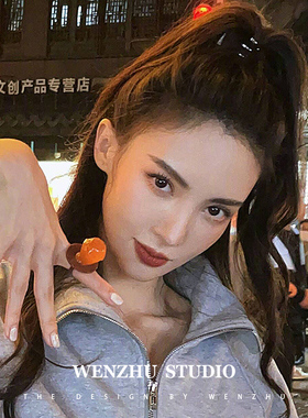 黑色高马尾发夹后脑勺头饰小号