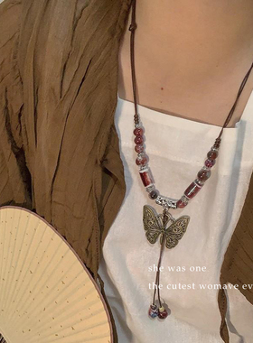 复古轻奢小众高级感蝴蝶项链