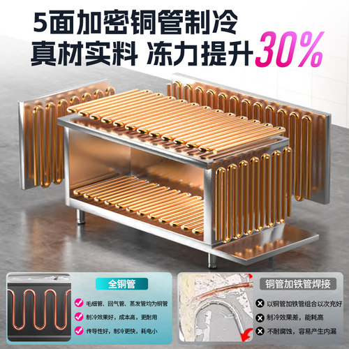 乐创冷藏工作台冰柜商用冷冻冰箱不锈钢低温平冷柜奶茶卧式操作台 - 图1