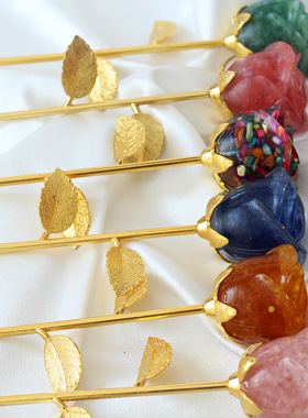 天然水晶碎石滴胶树脂玫瑰花水晶家居办公摆件圣诞情人节礼品装饰