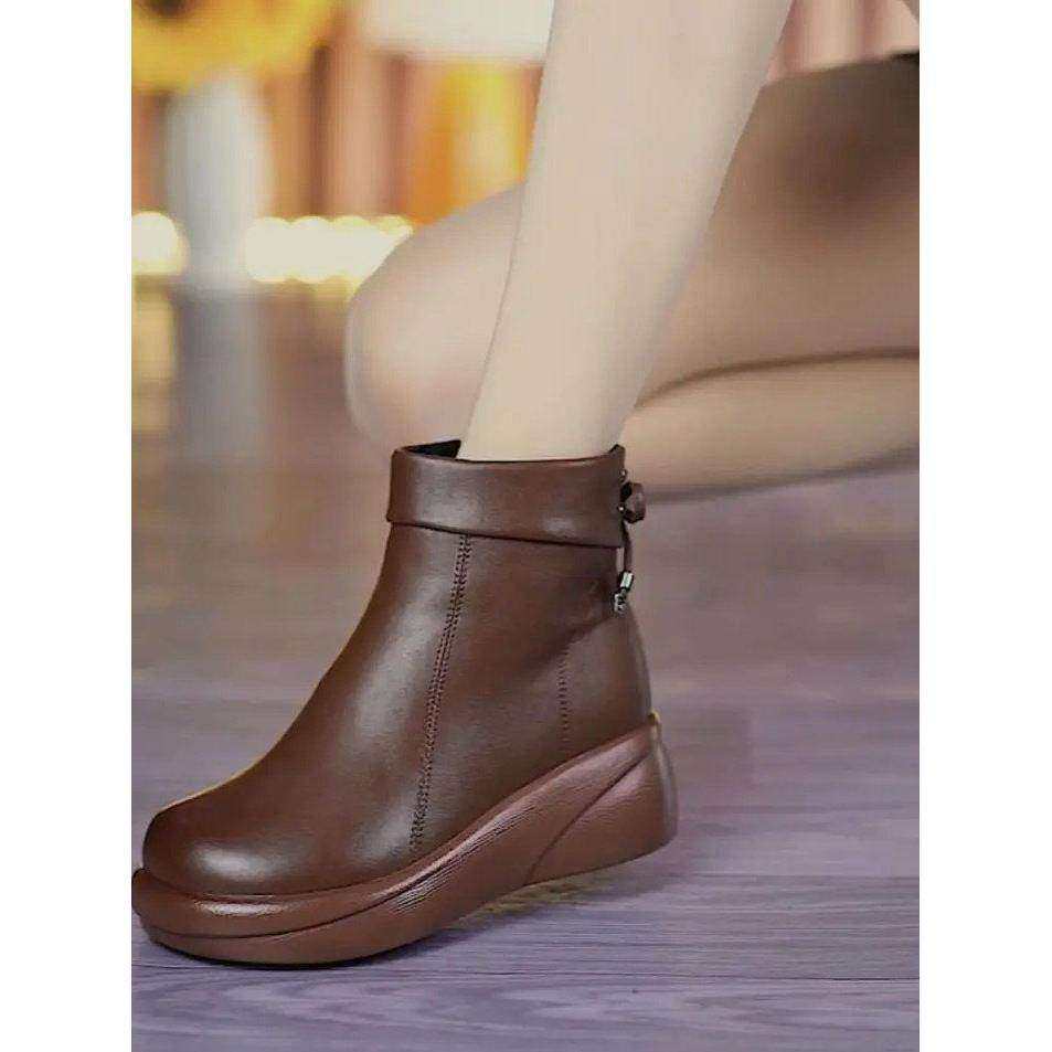 临沂商城德龙鞋新款加绒保暖短靴中老年平底厚底防滑休闲妈妈鞋,淘宝优惠券,粉丝福利购,淘宝优惠卷