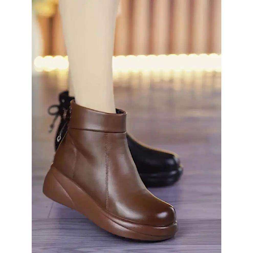 临沂商城德龙鞋新款加绒保暖短靴中老年平底厚底防滑休闲妈妈鞋,淘宝优惠券,粉丝福利购,淘宝优惠卷