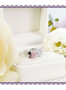 Kuromi·MyMelody繁花系列酷洛米珠贝花开口戒指可爱卡通女生礼物