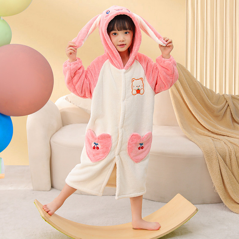 儿童浴袍可穿式浴巾带帽斗篷吸水速干中大男女童专用游泳秋冬加厚,淘宝优惠券,粉丝福利购,淘宝优惠卷