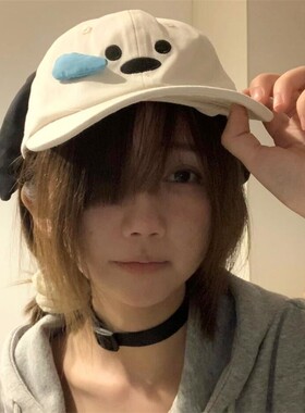 鼻涕小狗帽子女夏天遮阳防晒棒球帽大头围宽帽檐显脸小鸭舌帽可爱