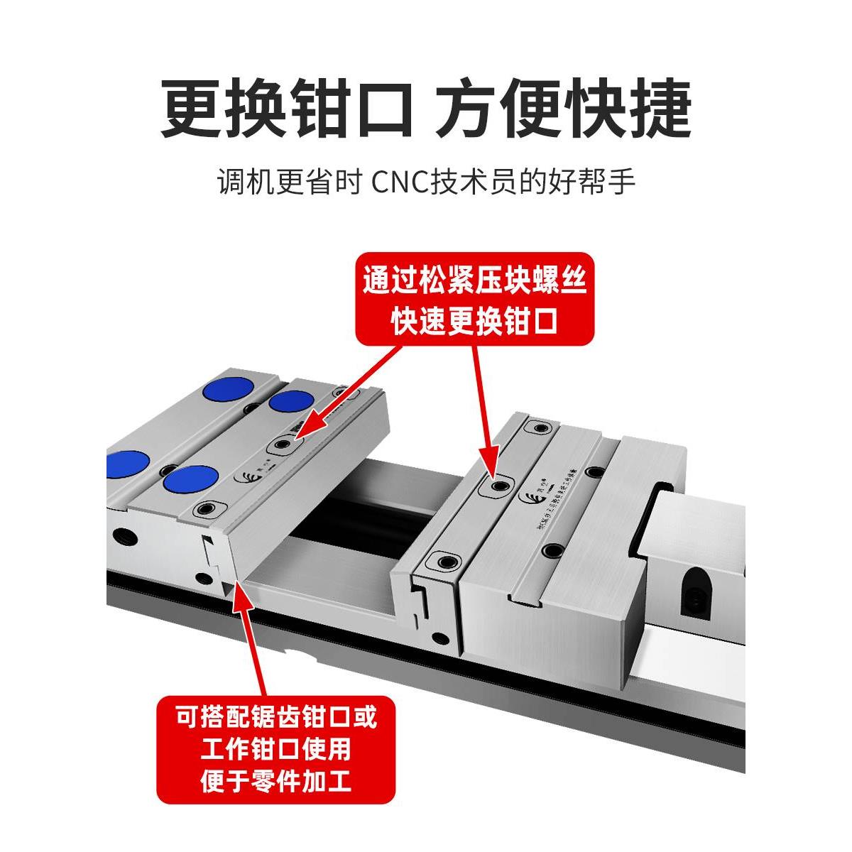 钢质快NPYK换钳口角固式平口钳CC工中心精加密虎钳配MC精密组合钳 - 图1