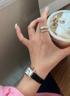 通体s925纯银小众设计时尚个性ins风百搭捶打波浪双层开口戒指女