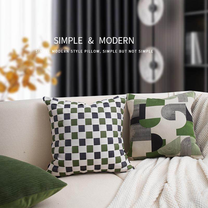 现代简约手工编织沙发抱枕绿色客厅飘窗靠垫酒店民宿床上靠枕,淘宝优惠券,粉丝福利购,淘宝优惠卷