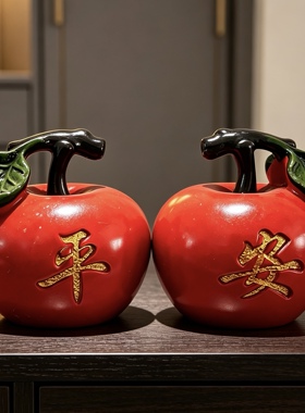 红色苹果造型树脂摆件平安字样