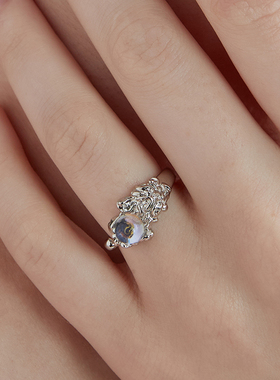 黑刺猬原创设计戒指月光石