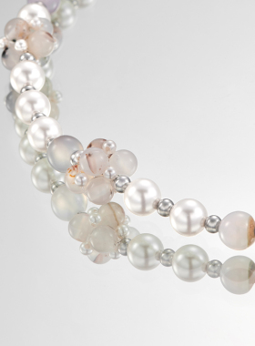 黑刺猬女花朵项链小众设计高级感