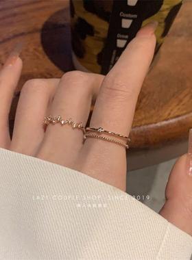 韩版开口可调节女生ins轻奢高级感精致锆石食指戒指小众设计饰品