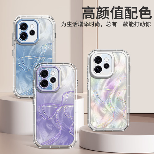 星光蝴蝶结适用OPPOReno16手机壳15p新款reno14Pro透明全包13pro高端硅胶12羽纱oppo原创11耐摔10/9日韩8女7 - 图2