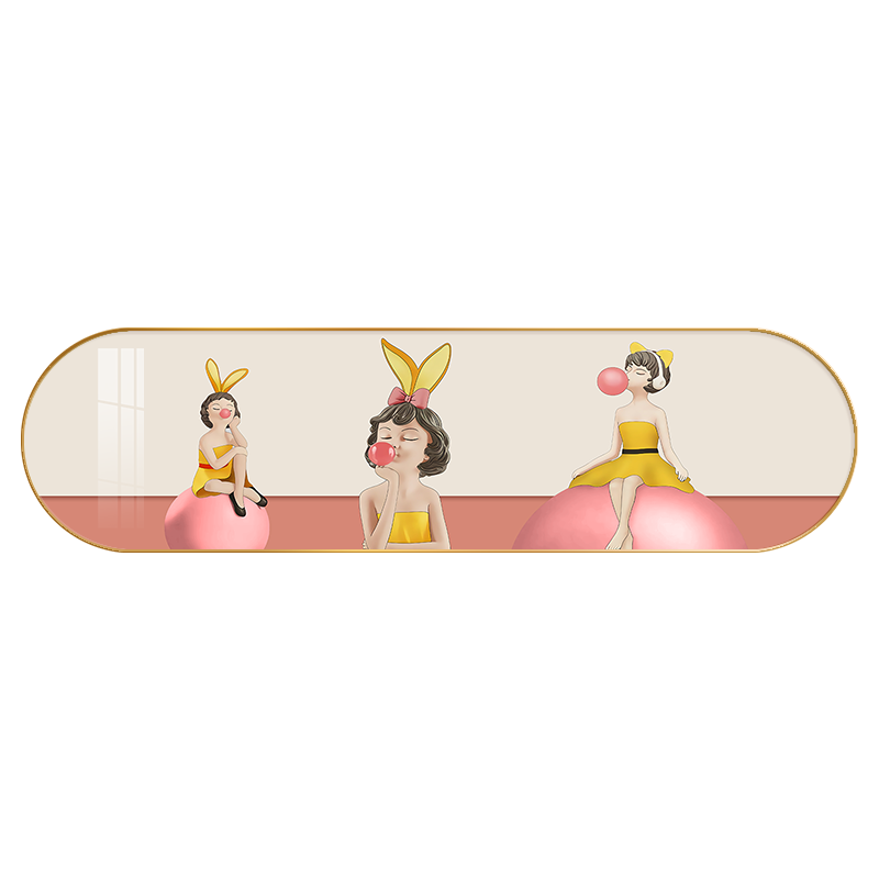 儿童房装饰画北欧风泡泡女孩卧室床头壁画现代简约公主房椭圆挂画 儿童房装饰画北欧风泡泡女孩卧室床头壁画现代简约公主房椭圆挂画