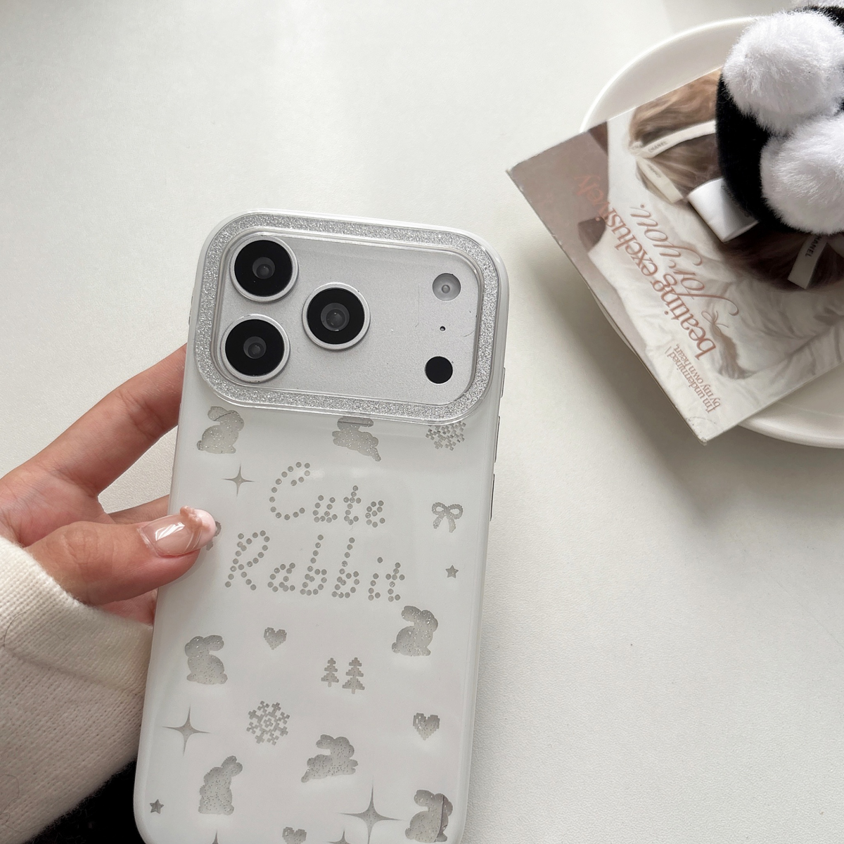 鎏金黑白兔适用于苹果16时尚创意手机壳ins风新款17系列手机保护壳15pro手机保护套,淘宝优惠券,粉丝福利购,淘宝优惠卷