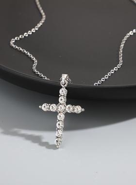 十字架吊坠项链 clavicle chain diamond cross pendant necklace