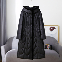 Hining new 90 goose down genuine leather down clothes woman with sheep leather Buffy Stuffed With Slim Thickened Coat