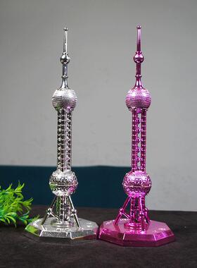 上海东方明珠摆件带钻LED灯模型电镀做工上海旅游纪念大小号多色