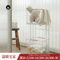 Yuben Home Double Dirty Laundry Basket Home Shelve Bathroom Removable Dirty Laundry Containing Basket Blue Dirty Laundry Basket