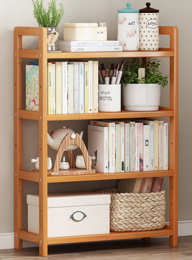 批发楠竹书架简易多层儿童储物架厨房置物架学生客厅实木小收纳架