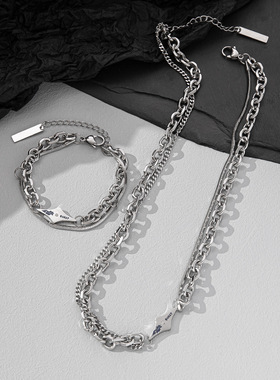 钛钢不掉色古巴链手链男士 嘻哈女ins潮牌冷淡风简约情侣手饰配饰