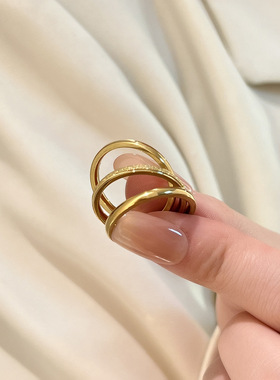 韩版简约素圈钛钢戒指女新款三生三世食指个性指环不掉色时尚款