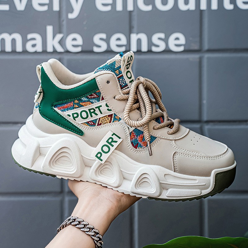 福建泉州品牌男鞋高帮高级感老爹鞋子休闲百搭跑步鞋本航运动a97 - 图1