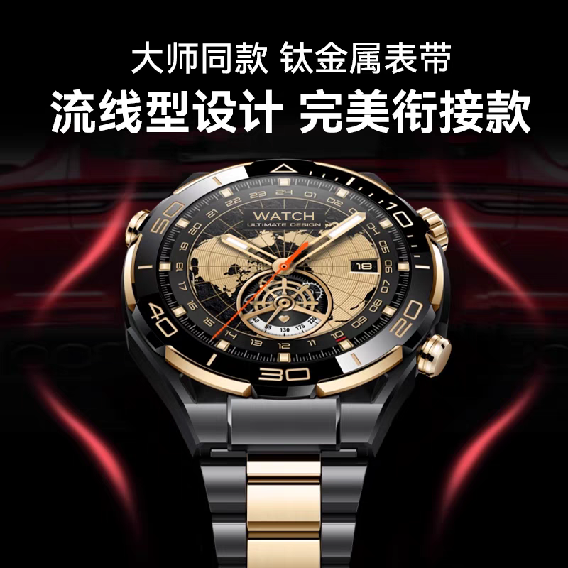 适用华为Ultimate表带非凡大师钛金属gt5pro华为手表watch4纯钛合金gt5表带gt3pro款款钛灰商务运动男士22mm - 图2