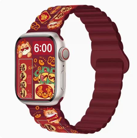 适用apple watch8/9代表带苹果手表7代iwatch6/5/se/4/3硅胶双色运动磁吸44/45/41/49mm男女时尚腕带Ultra2夏-图1