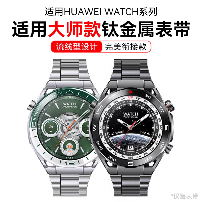适用华为Ultimate表带非凡大师钛金属gt5pro华为手表watch4纯钛合金gt5表带gt3pro款款钛灰商务运动男士22mm - 图3