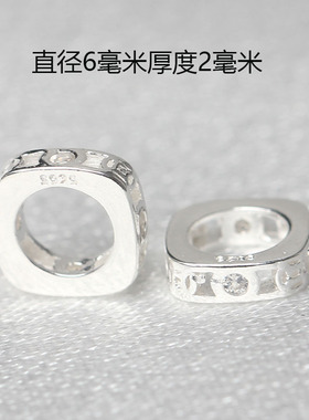 925纯银隔片镶嵌水钻花托手工编织diy手链隔珠垫片手串银饰配件