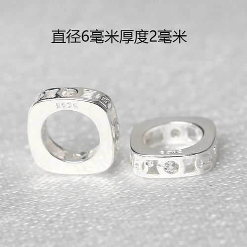925纯银隔片镶嵌水钻花托手工编织diy手链隔珠垫片手串银饰配件 - 图1