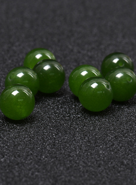 和田碧玉散珠子菠菜绿翡翠玉diy