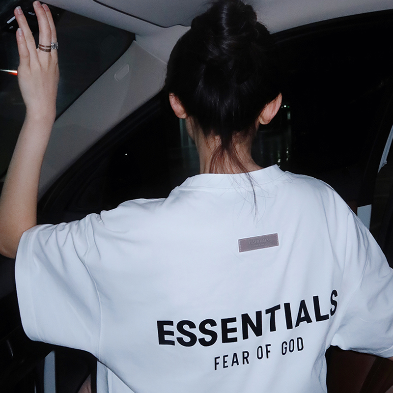 ESSENTIALS2024年新款短袖T恤女美版高街oversize宽松情侣潮牌ins - 图0