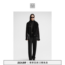 TOTEME womens clothing 24 years early spring new black lamb leather sheared wool pilot jacket jacket