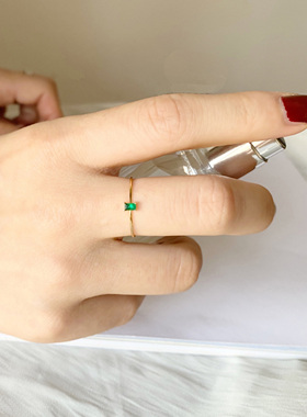 祖母绿天然宝石基础款叠戴戒指