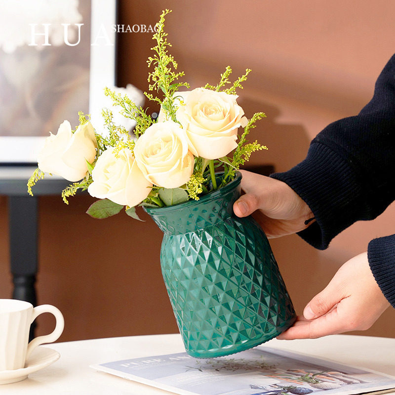 粉白色磨砂北欧玻璃插花瓶透明干花创意客厅插花水养鲜花百合摆件,淘宝优惠券,粉丝福利购,淘宝优惠卷