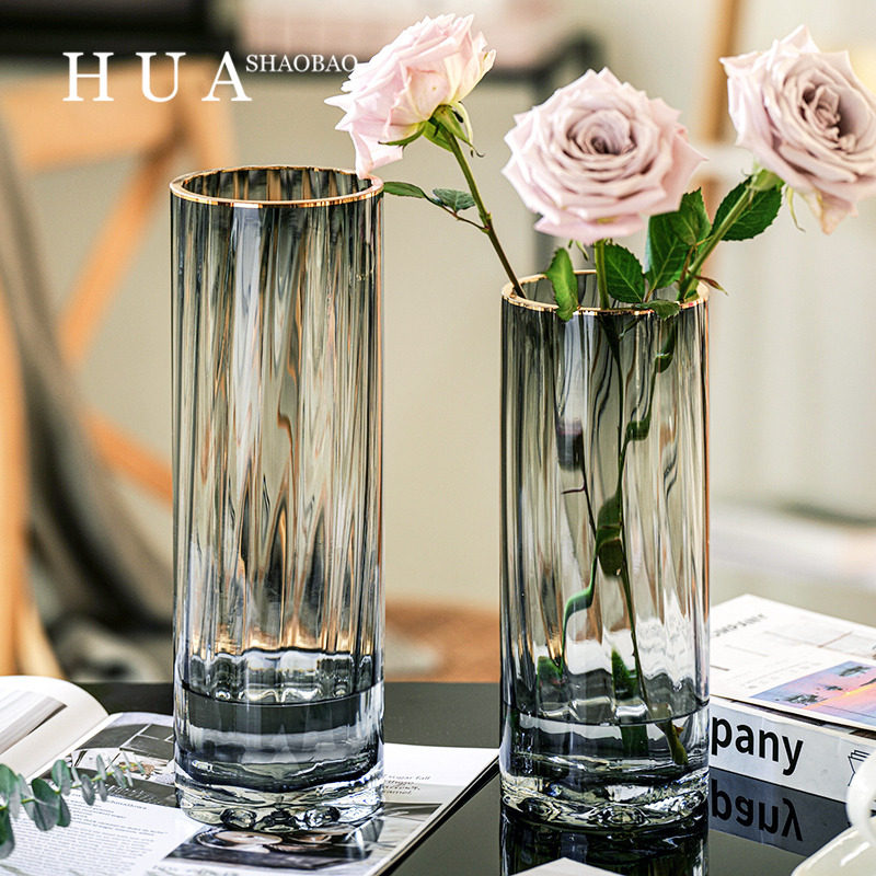 北欧简约创意轻奢透明花瓶水养富贵竹百合玻璃插花瓶客厅餐桌摆件,淘宝优惠券,粉丝福利购,淘宝优惠卷