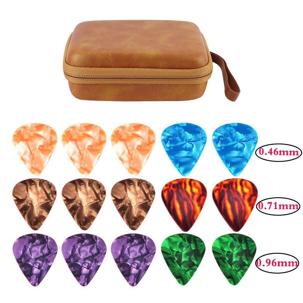 16件套 吉他拨片包  赛璐璐拨片 固定拨片套 拨片收纳包盒 套装 - 图1