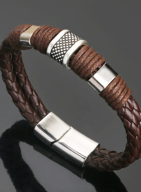 复古皮男士牛皮磁铁扣手