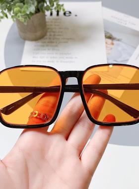 2027网红复古大框网红眼镜ins女太阳镜 黑茶框眼镜韩版墨镜